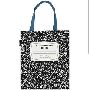 Composition print notebook tote bag NWT